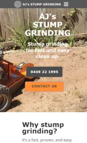 AJ's stump grinding mobile site